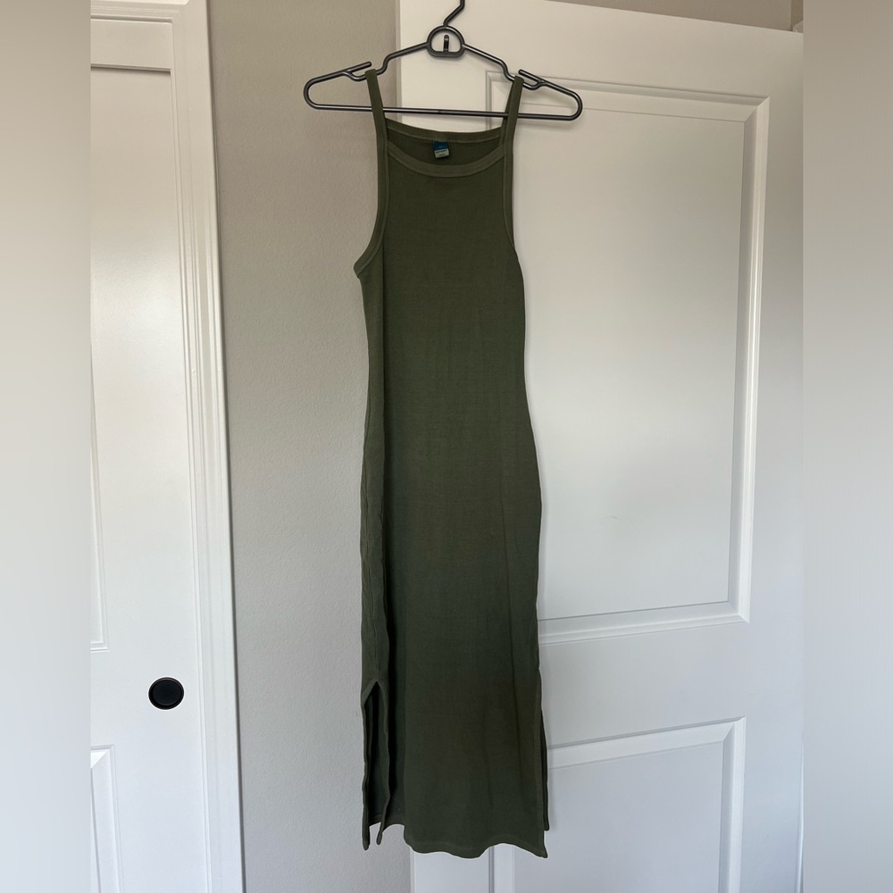 Dark green midi dress